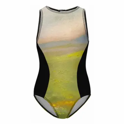 Flower Field Kids One Piece Swimsuit (Black)