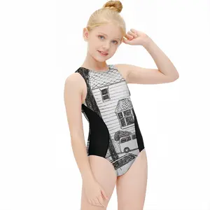 You Are Being Watched Kids One Piece Swimsuit (Black)