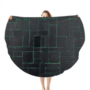 Black Green Flannel Blanket (Round)