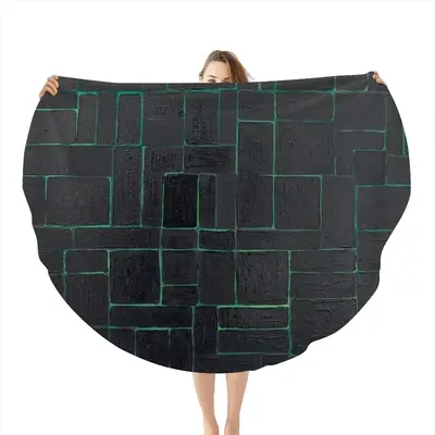 Black Green Flannel Blanket (Round)