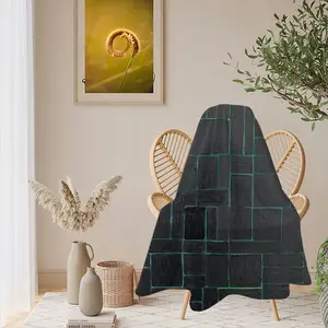 Black Green Flannel Blanket (Round)