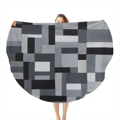 Black-Gray Flannel Blanket (Round)