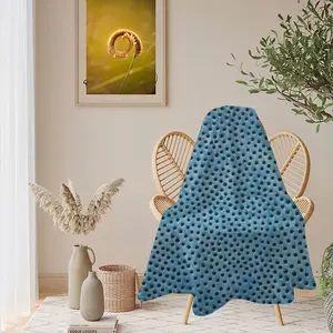 Holes Blue Flannel Blanket (Round)