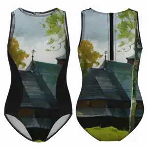 The Ancient Church In The Carpathians Kids One Piece Swimsuit (Black)