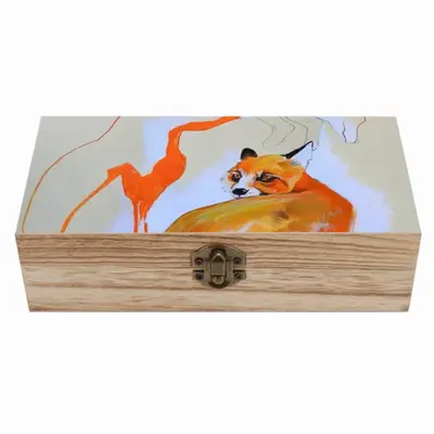 Foxes On The Road Wooden Storage Box