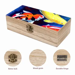 Koi Fish In The Pond Wooden Storage Box