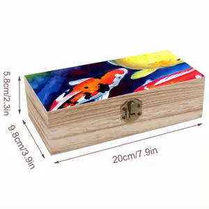 Koi Fish In The Pond Wooden Storage Box