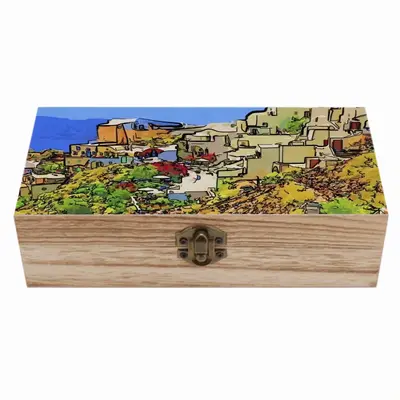 Santorini View Of Oia Wooden Storage Box