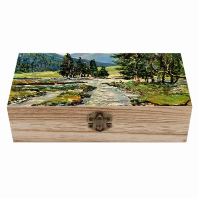 Scenic Mountain River Wooden Storage Box