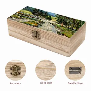 Scenic Mountain River Wooden Storage Box