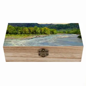 Signed Mountain River Wooden Storage Box