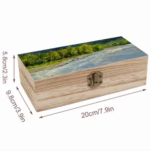 Signed Mountain River Wooden Storage Box