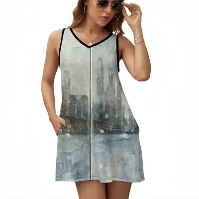 Chilly Morning Sleeveless Frock With Pocket