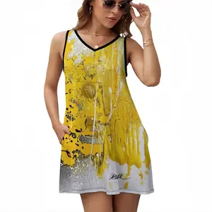 Basic Yellow Sleeveless Frock With Pocket