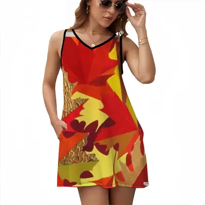 Autumn Sleeveless Frock With Pocket