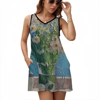 Сhamomiles Sleeveless Frock With Pocket