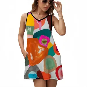 Pseudo Geometric I Sleeveless Frock With Pocket