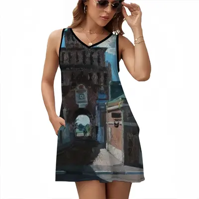 The Kremlins Pyatnitsky Gate In Kolomna Sleeveless Frock With Pocket