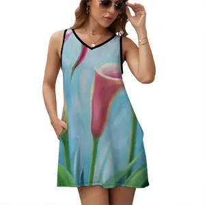 Calla Lilies Sleeveless Frock With Pocket