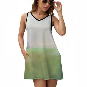 Where The Grass Is Always Green Sleeveless Frock With Pocket