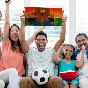 The Boy On The Bench Hand Waving Flag