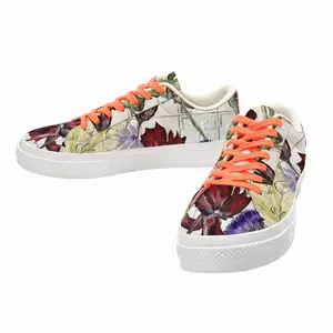 Men White Prints Low Top Canvas Shoes