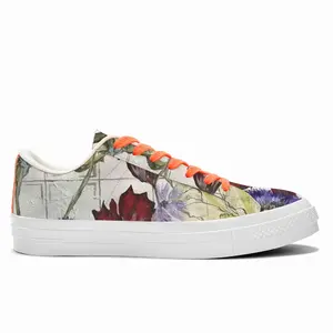 Men White Prints Low Top Canvas Shoes