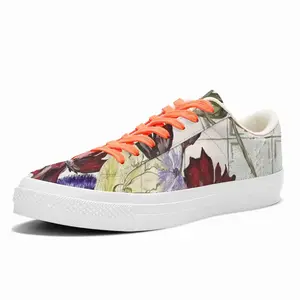 Men White Prints Low Top Canvas Shoes