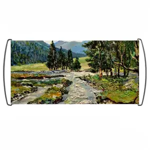 Scenic Mountain River Hand Waving Flag