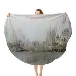 Megacity And Seagull Flannel Blanket (Round)