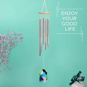 Cerulean Skies And Coral Heart Wind Chime