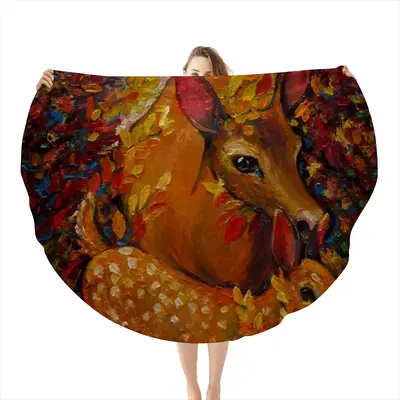 Deer Secret Hideaway Flannel Blanket (Round)