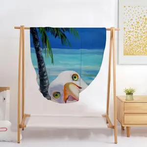 Seagull Beach Mob Flannel Blanket (Round)