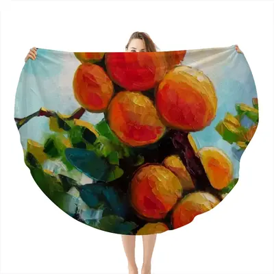 Apricot Tree Flannel Blanket (Round)