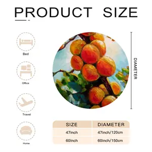 Apricot Tree Flannel Blanket (Round)