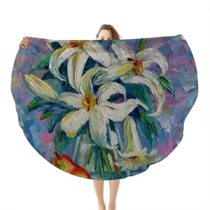 Lilies Flannel Blanket (Round)