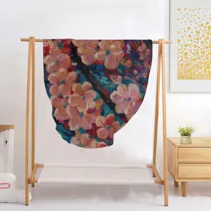 Apple Tree Blossom Flannel Blanket (Round)