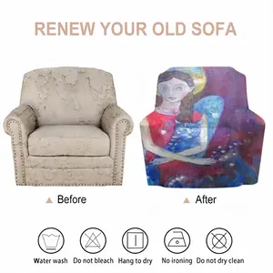 Angel With Cat Single Person Sofa Cover