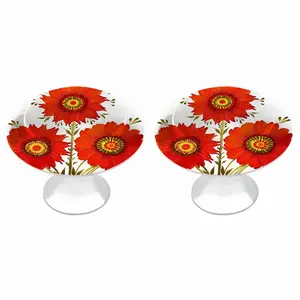 Three Red Flowers Drawer Handle