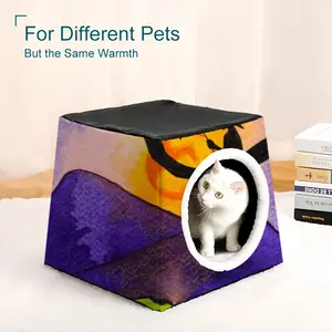 The Moon Fisher - Watercolor Kids Children Fisher Purple Moon Mountain View Landscape Pet Kennel