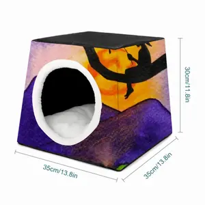 The Moon Fisher - Watercolor Kids Children Fisher Purple Moon Mountain View Landscape Pet Kennel