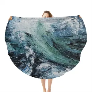 Dancing With Waves Flannel Blanket (Round)