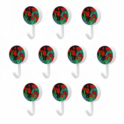 Red Tulips Circular Plastic Hook