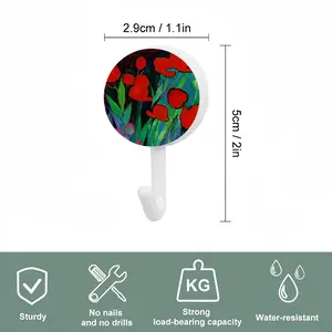 Red Tulips Circular Plastic Hook