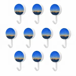 Sunset Cityscape Circular Plastic Hook