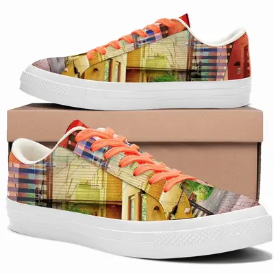 Men Red & Yellow Low Top Canvas Shoes