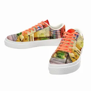 Men Red & Yellow Low Top Canvas Shoes