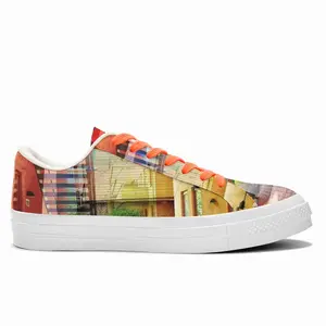 Men Red & Yellow Low Top Canvas Shoes