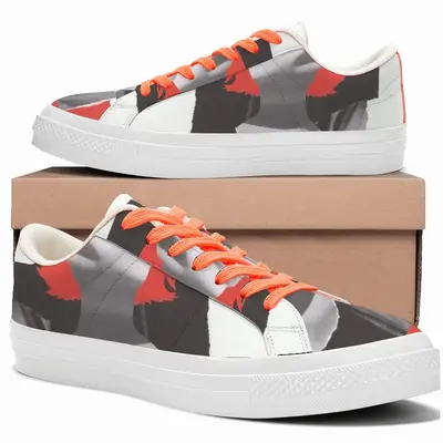 Men Red Low Top Canvas Shoes