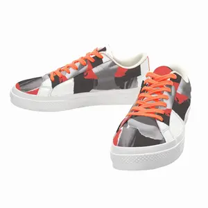 Men Red Low Top Canvas Shoes